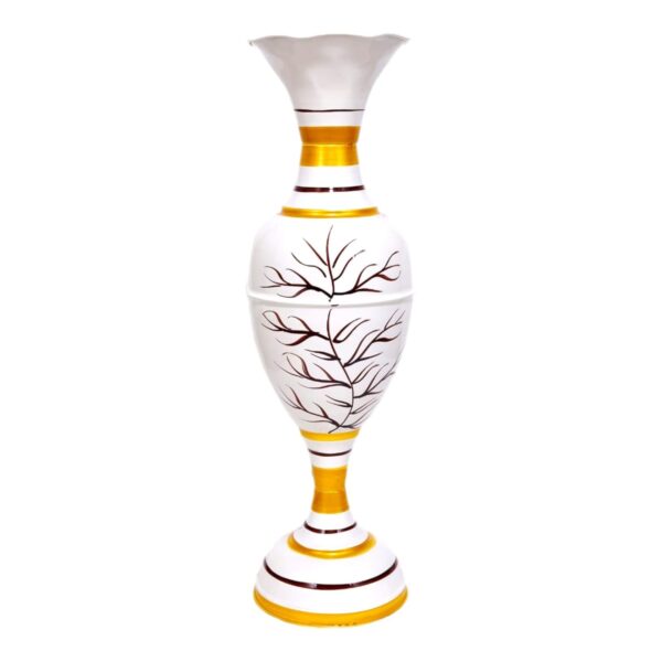 Decorative Glass Vase with Floral Motif, 30 cm, White, Amber, Brown