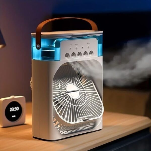 Portable Air Cooler Fan with USB, Humidifier Misting Function, 5 Speed Settings, LED Display, White