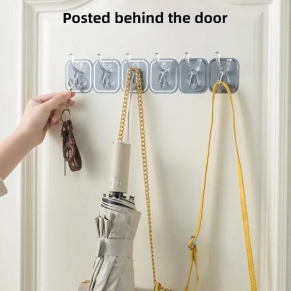 6 in 1 Self Adhesive Heavy Duty Colourful Sticker Wall Hook for Kitchen Hangers and Hooks Home Bathroom Bedroom Door Sticker Hooks for Walls Heavy Duty Sticky Hooks Pack of 1
