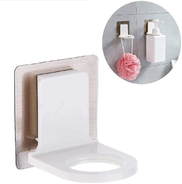 Self Adhesive Wall Mounted Hand Wash & Soap Dispenser Holder No-Drill Bathroom Bottle Stand for Shampoo, Shower Gel & Lotion Pump Space-Saving Washbasin Organizer Rack (2 PCS, Multi-Color)