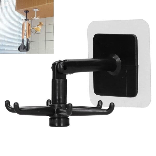 Adhesive Hook, No‑Punch Hook Dust‑Proof with Seamless Sticker for Kitchen Bathroom, Living Room(Black)