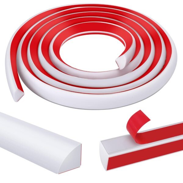 Flexible Quarter Round Moulding, 3/4" Self Adhesive Moulding, Waterproof Peel and Stick Quarter Round Moulding for Wall Edges, Corners, Base of Staircases, Cabinets