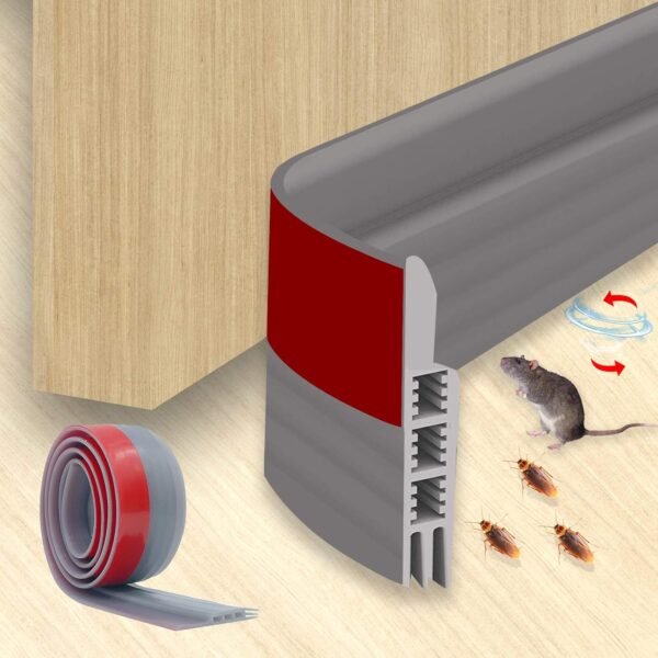 Door Draft Stopper, Weather Stripping Door Seal Strip, Door Bottom Seal Dust and Noise Insulation, Under Door Seal, Door Sweep for Exterior/Interior Doors, 2" W x 39" L (Gray)